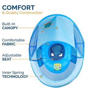 Baby Springfloat with Sun Canopy - Blue Sea Monster
