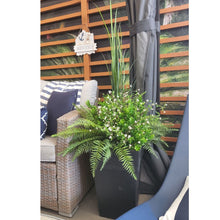 Load image into Gallery viewer, Artificial Ferns with White Flowers Potted Arrangement
