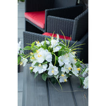 Load image into Gallery viewer, White Hibiscus Centerpiece in a Small Black Plate
